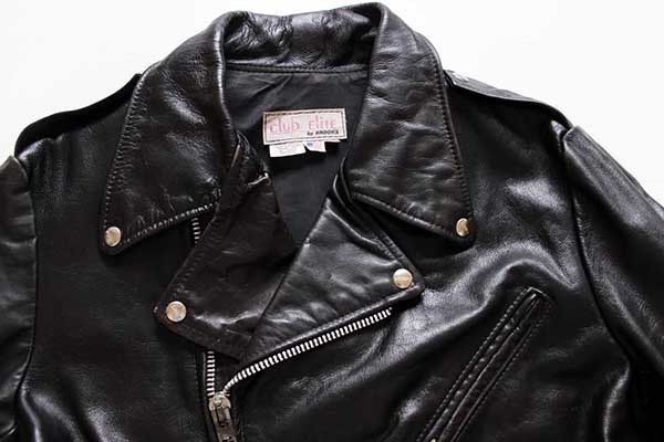 80s USA製 Club EliTE by BROOKSブルックス ダブルライダース レザー