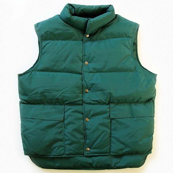 80s USA製 Woolrichウールリッチ ナイロン ダウンベスト 緑 L