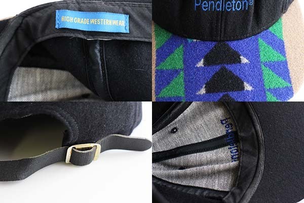 90s PENDLETONペンドルトン ネイティブ柄 ウールキャップ 黒
