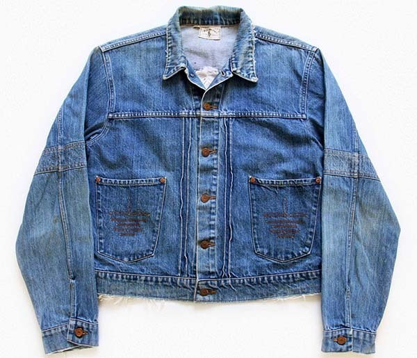 70s】ラルフローレンウエスタン デニムジャケット ロゴ革パッチ