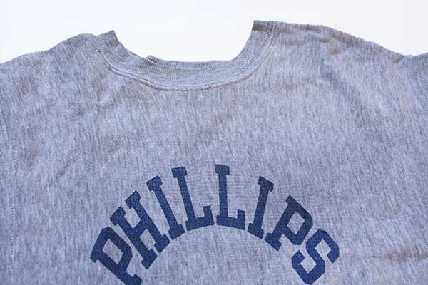70s USA製 Championチャンピオン 単色タグ PHILLIPS ACADEMY 染み込み