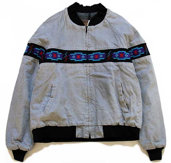 80s USA製 David James ネイティブ柄 ブランケットライナー デニム
