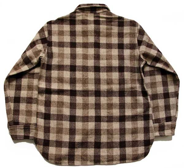 70s Woolrichウールリッチ ブロックチェック ウールシャツ ブラウン M