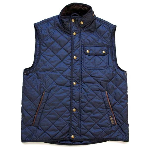 ポロ ラルフローレン チンスト付き ナイロン キルティングベスト 紺 M