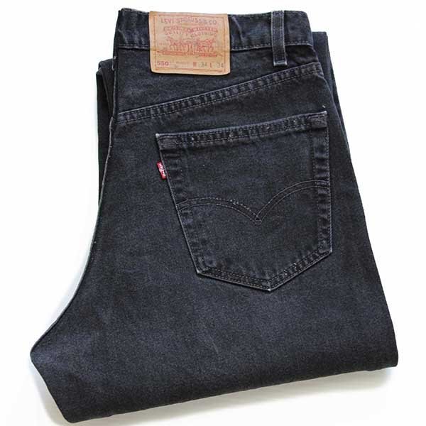 90s USA製 Levi'sリーバイス 550 ブラック デニムパンツ w34 L34☆159