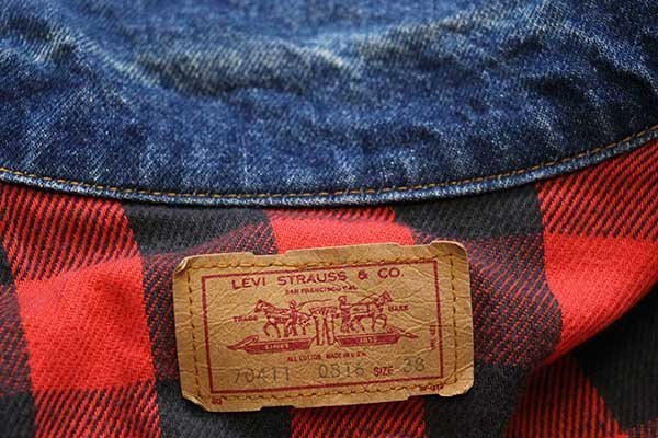 80s USA製 Levi'sリーバイス 70411 バッファローチェック ネルライナー
