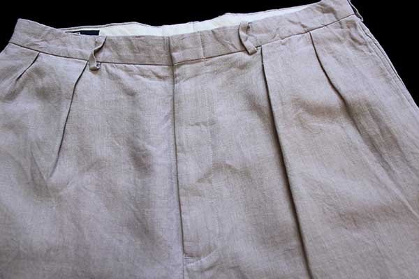 90s ポロ ラルフローレン ツータック リネン ショートパンツ ベージュ