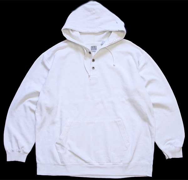 90s GAPギャップ 無地 ヘンリーネック スウェットパーカー 白 L