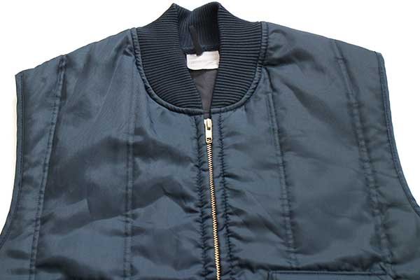 90s USA製 SNAP'N'WEAR ナイロン キルティング ワークベスト 紺 L