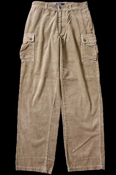90s ポロ ラルフローレン 太畝 コーデュロイ カーゴパンツ ベージュ