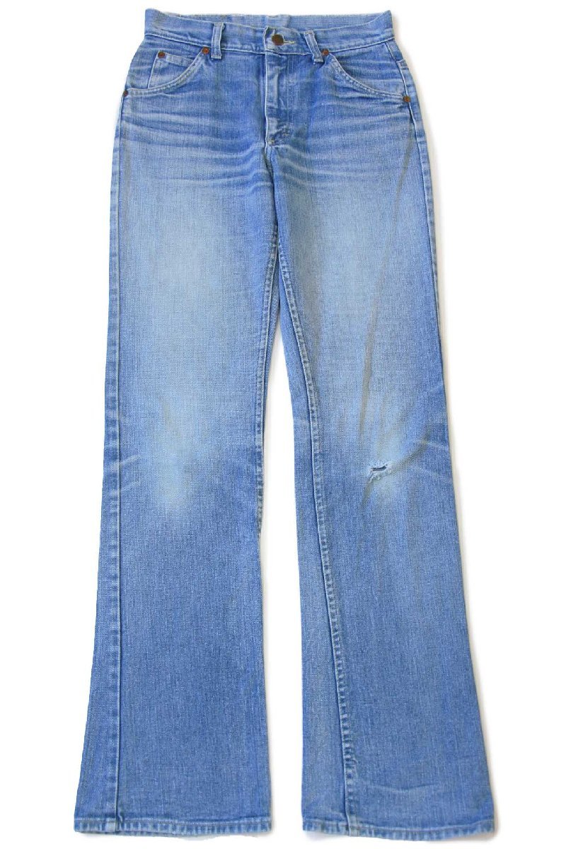 70s USA製 Leeリー 200 フレア ダメージ デニムパンツ ヒゲ W28 L34