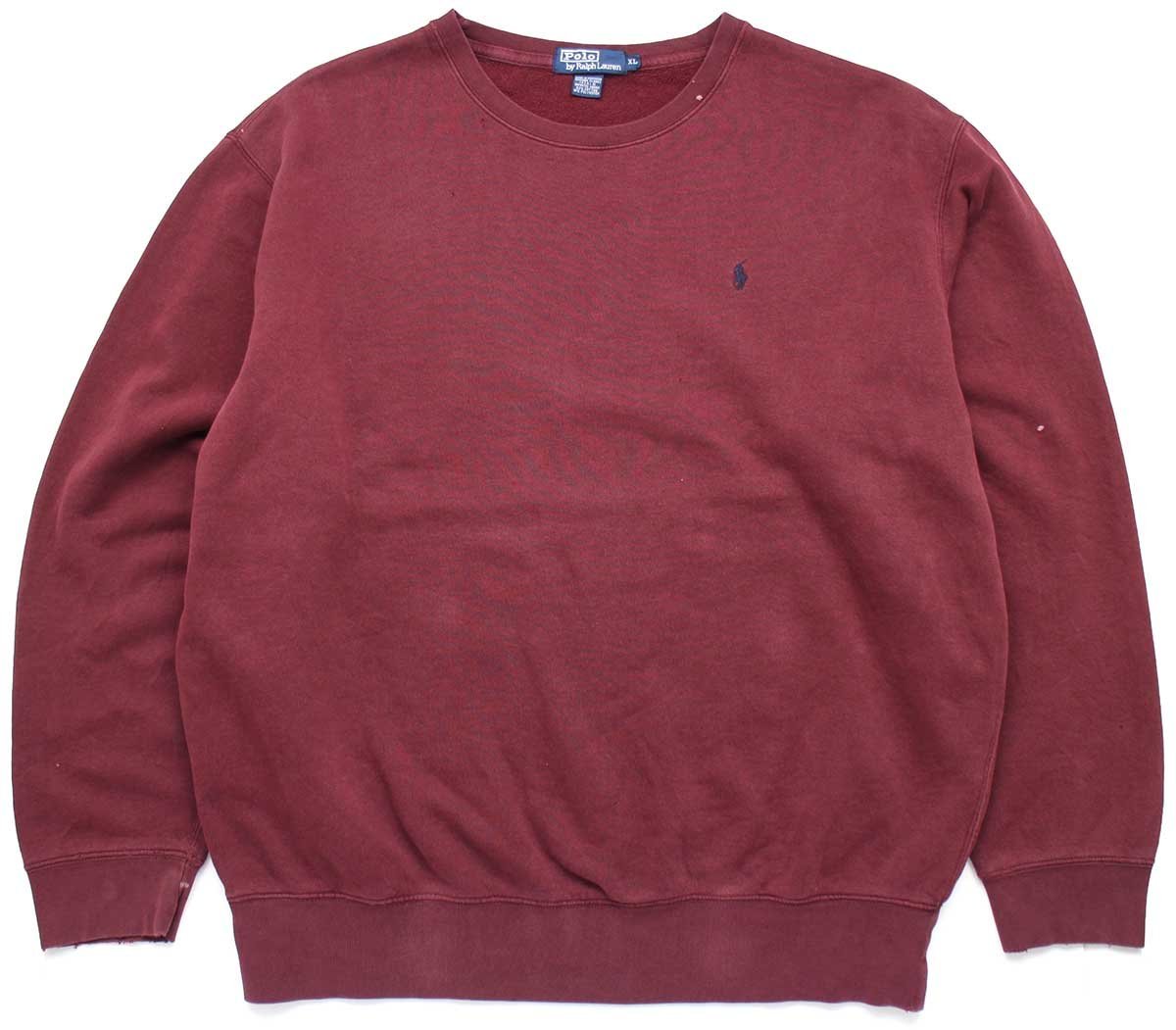 90s ポロ ラルフローレン ワンポイント スウェット バーガンディ XL