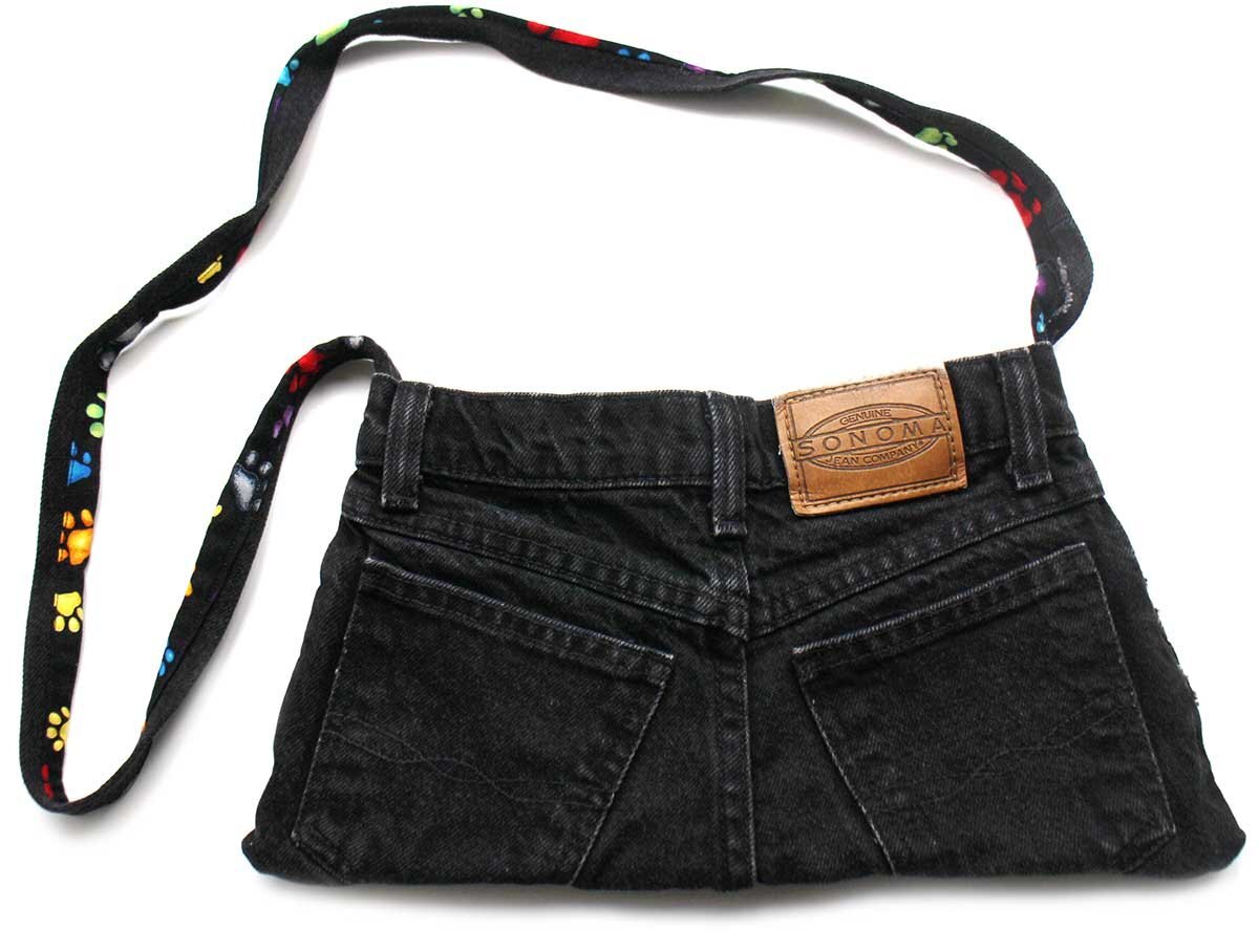 ハンドメイド リメイク SONOMA 足型 ポーチ付き ブラック デニム