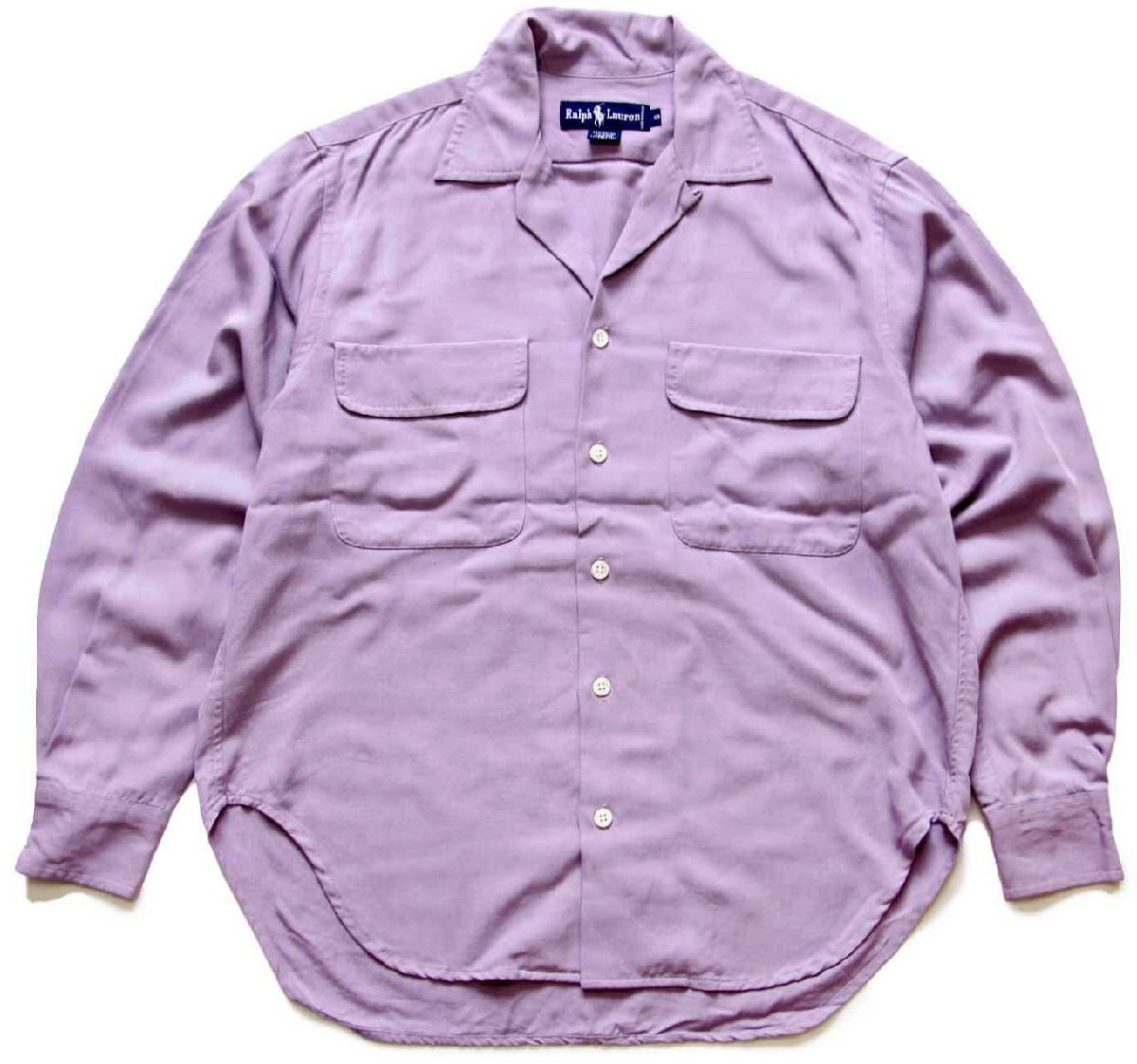 90s ラルフローレン レーヨン×ウール オープンカラーシャツ ラベンダー