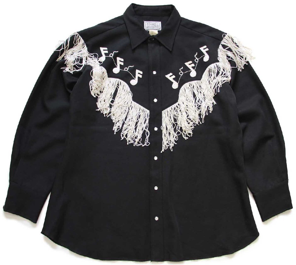 70s USA製 HBARC 音符 チェーン刺繍&フリンジ ロカビリー ウエスタン