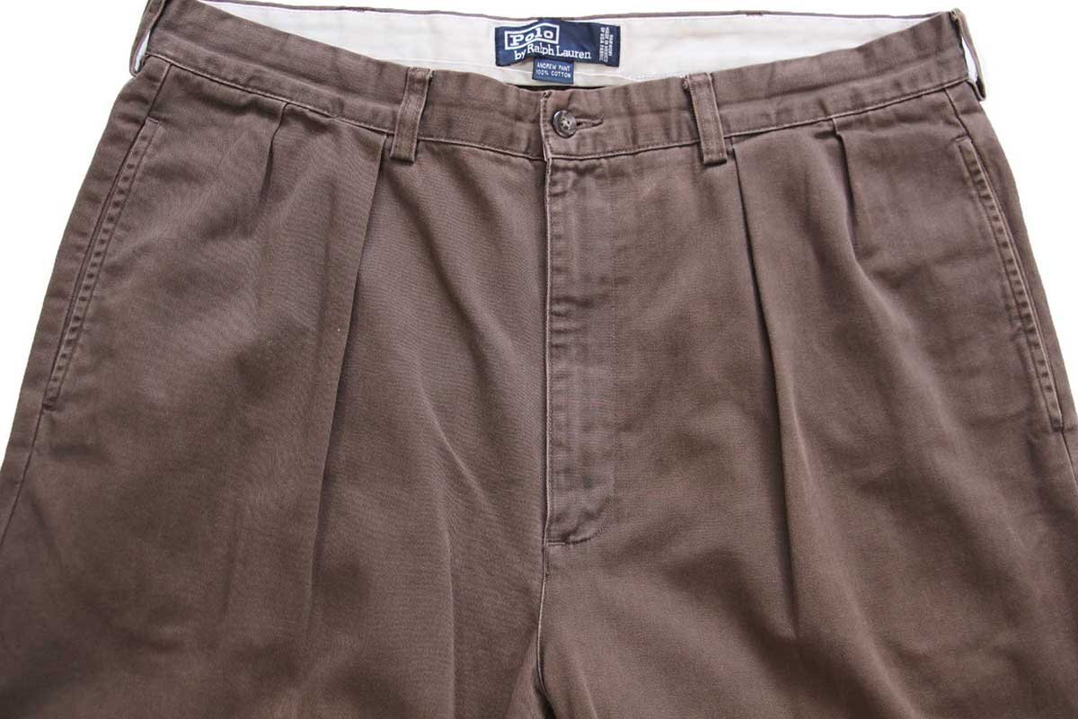 90s メキシコ製 ポロ ラルフローレン ANDREW PANT ツータック コットン