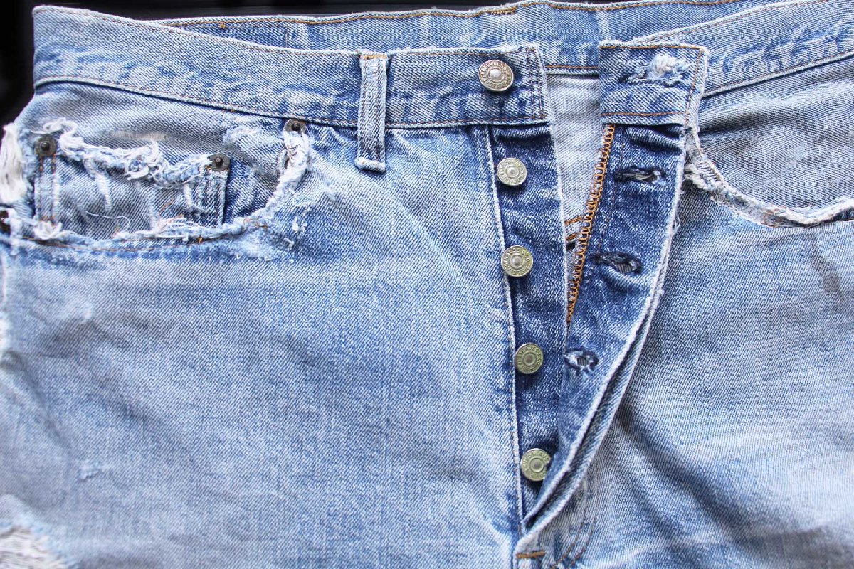 70s USA製 Levi'sリーバイス 501 シングル 66前期 カットオフ デニム
