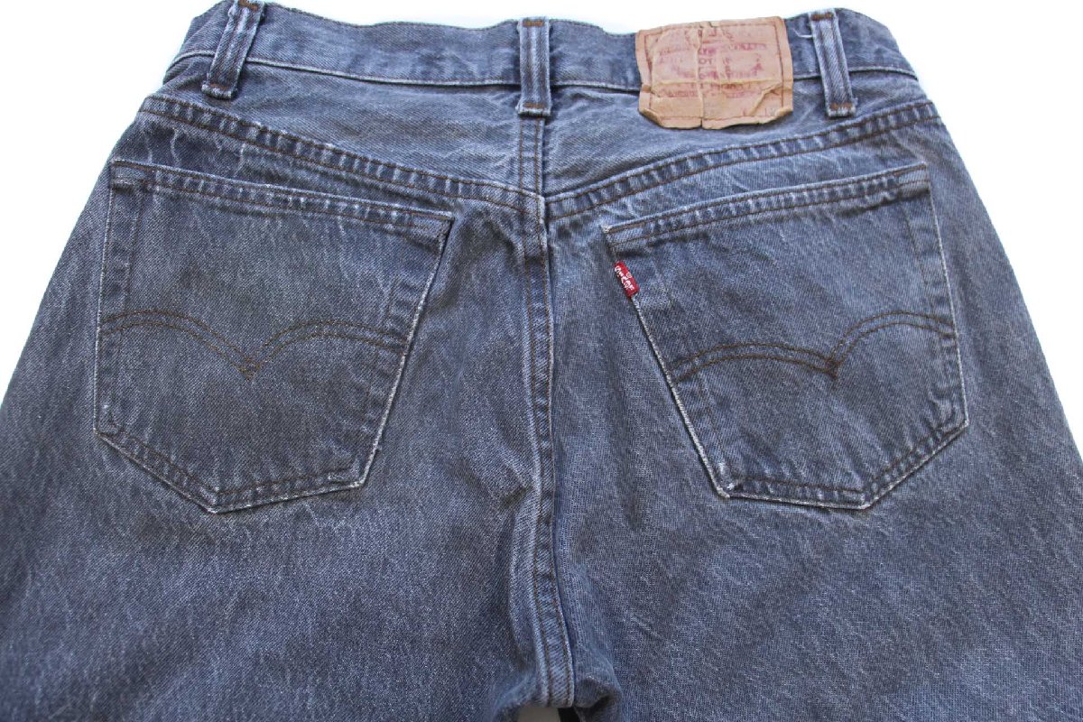 80s USA製 Levi'sリーバイス 501 ダメージ 先染め ブラック デニム