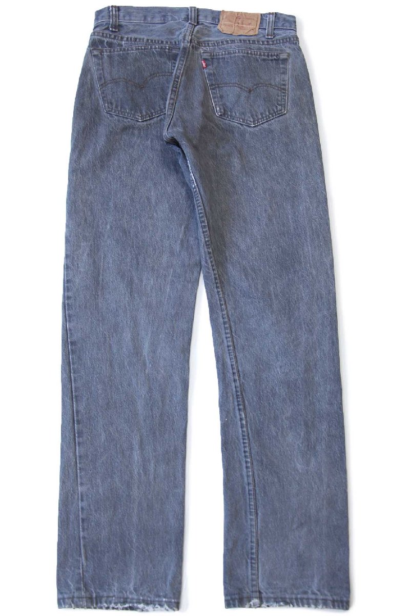 80s USA製 Levi'sリーバイス 501 ダメージ 先染め ブラック デニム