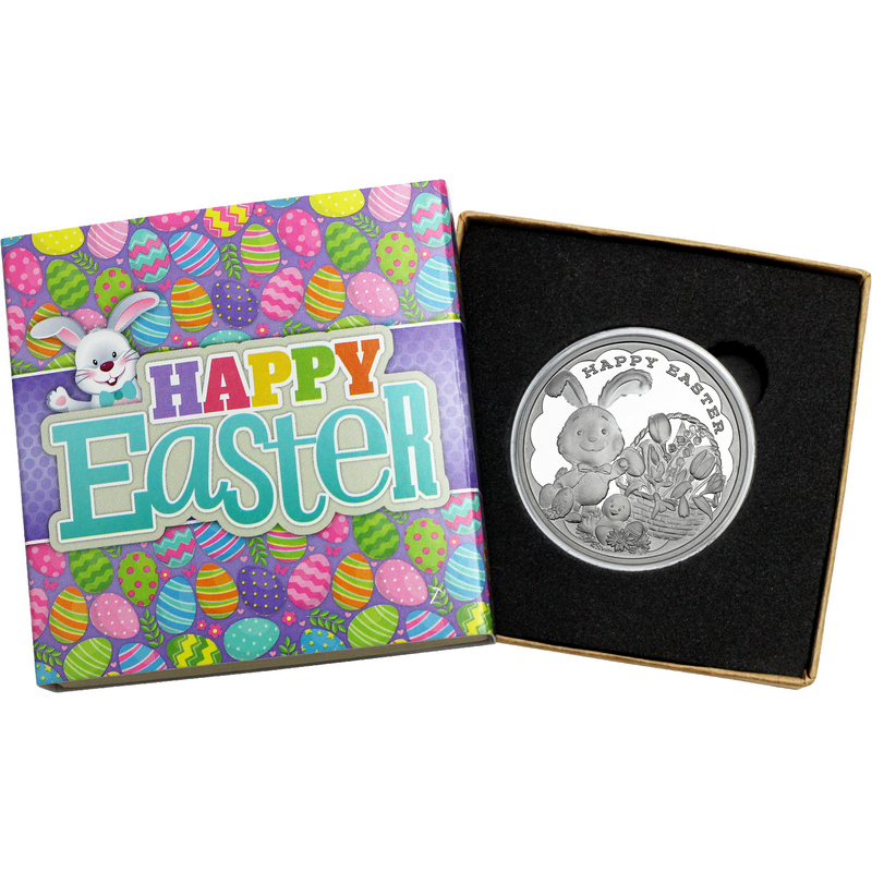 Happy Easter Bunny Silver 1 oz .999 Fine Medallion (2026) in Gift