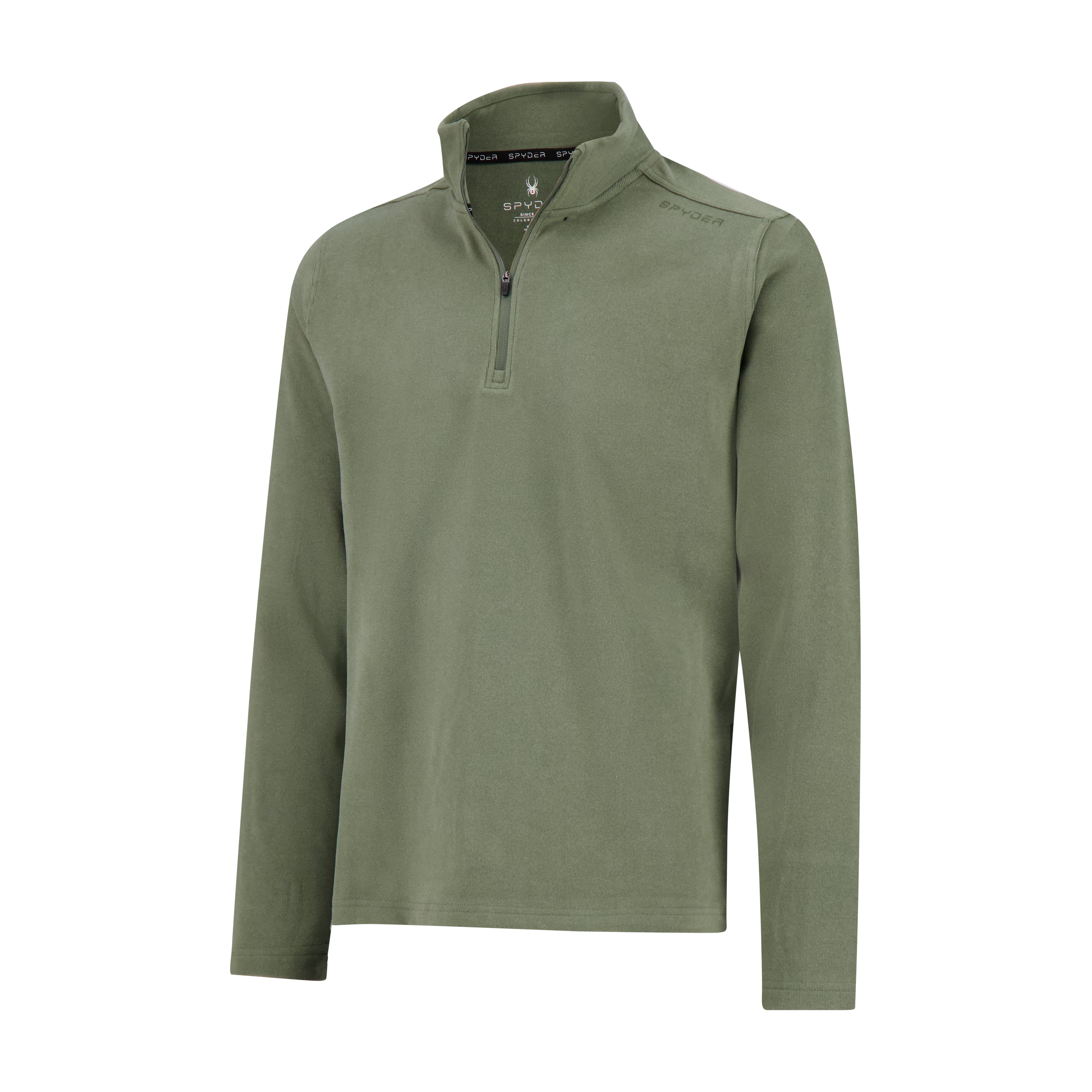 Mens Brushed Vertical Stripe Quarter Zip - Olive – Spyder