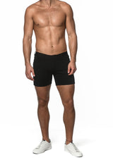 Men's Black Stretch Knit Shorts - 5