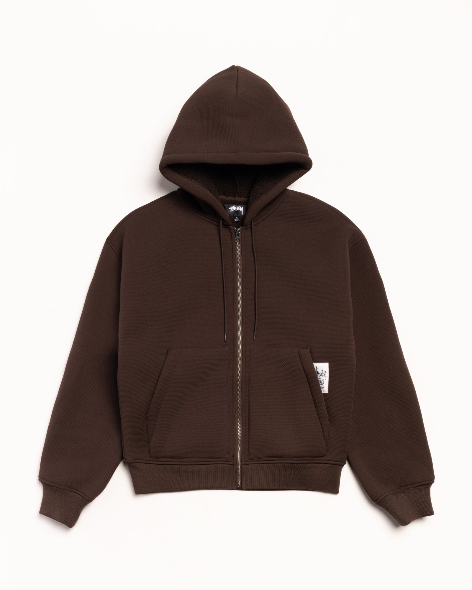 Stussy フード付きブラウンジャンパー M Bonded Sherpa Hoodie – Brown