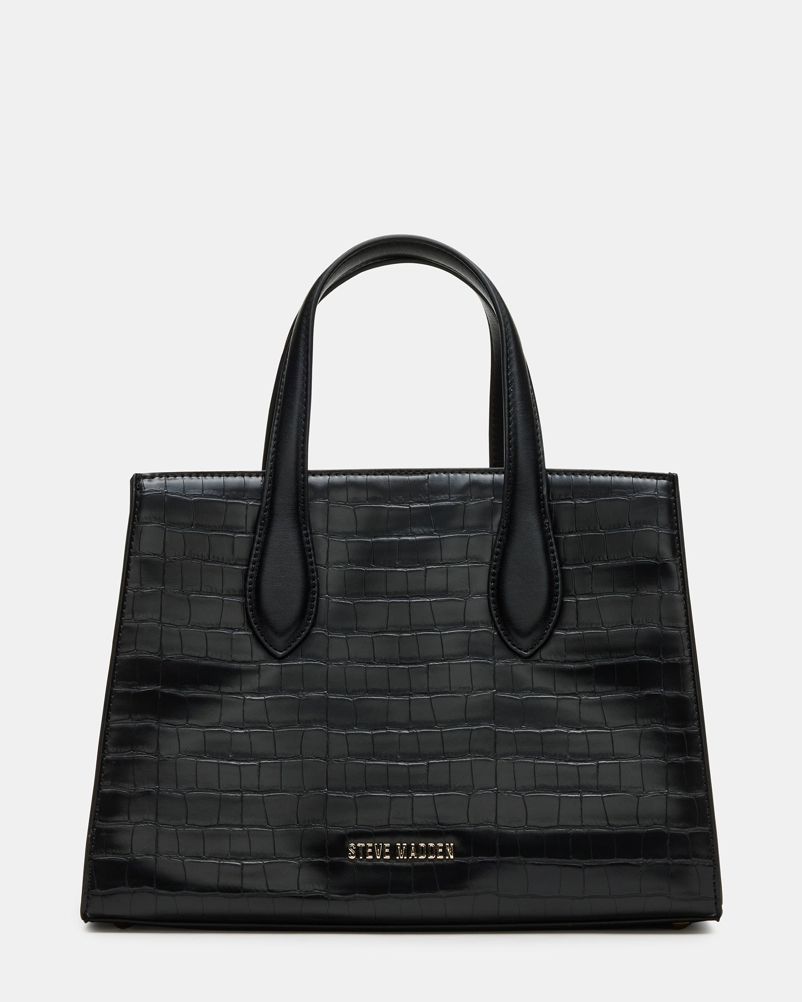 CALLEB Bag Black Crocodile Structured Tote Crossbody Handbag