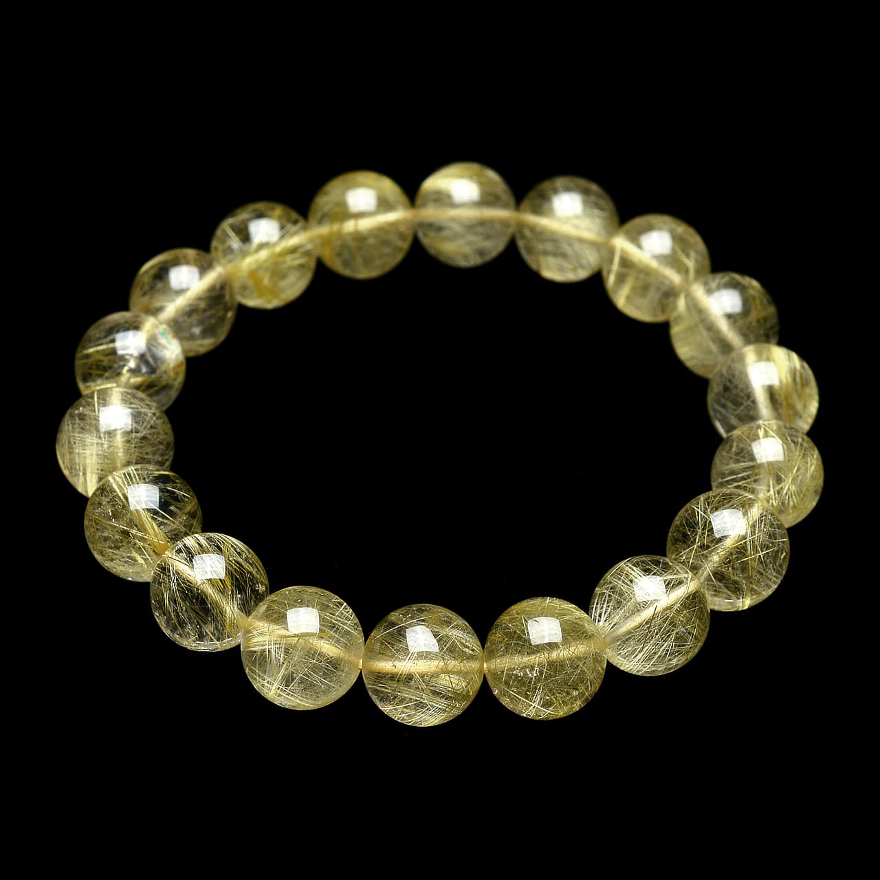 ゴールドルチルクォーツ(4Aランク) - 11.5mm玉、サイズ17cm | 天然石