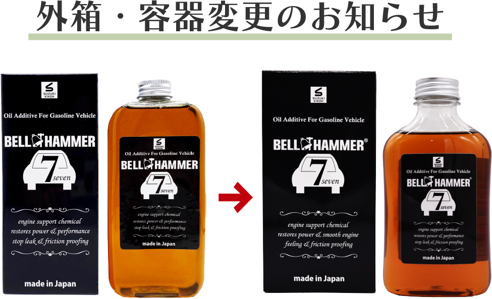 エンジンオイル添加剤「ベルハンマー7」BELL HAMMER 7｜スズキ機工株式会社