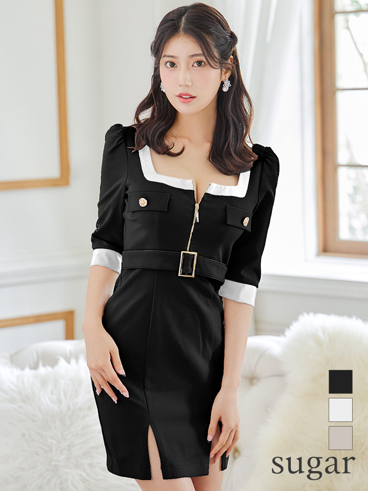 XSサイズあり【ANDY/アンディ】バイカラー/ フロントジップ/ ベルト