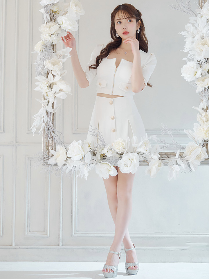 ANDY/アンディ】フロントジップ/ 半袖/ 袖あり/ スクエアネック