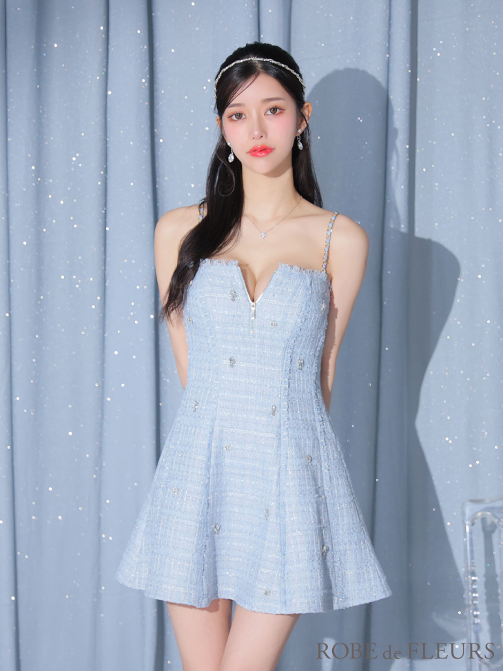 XSサイズあり【ROBE de FLEURS/ローブドフルール】ラメツイード