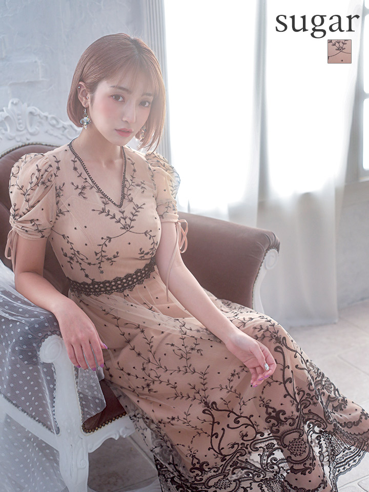 XS-Lサイズあり【SETTAN/セッタン】総レース/ Vネック/ ショート