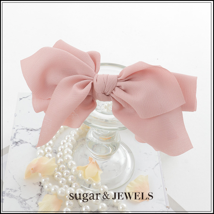 バレッタ】ピンクリボンバレッタ【1カラー】[OF02] - キャバドレス専門