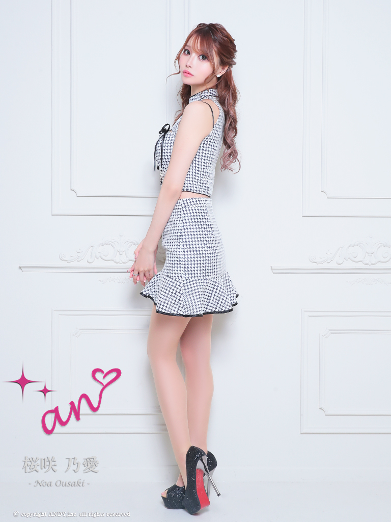 XSサイズあり【an /アン】セットアップ/ 千鳥柄/ ツイード/ ボタン