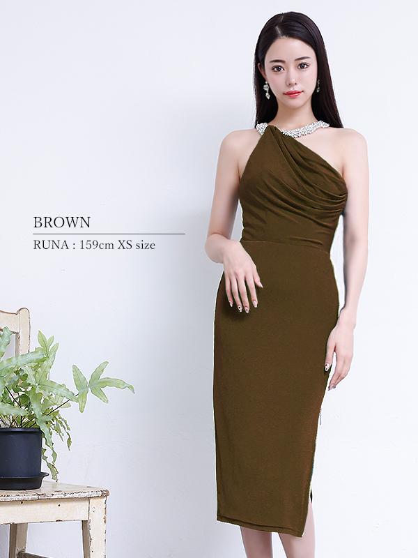 XSサイズあり【Veautt/ヴュート】【OF05】ネックビジュー/ ドレープ