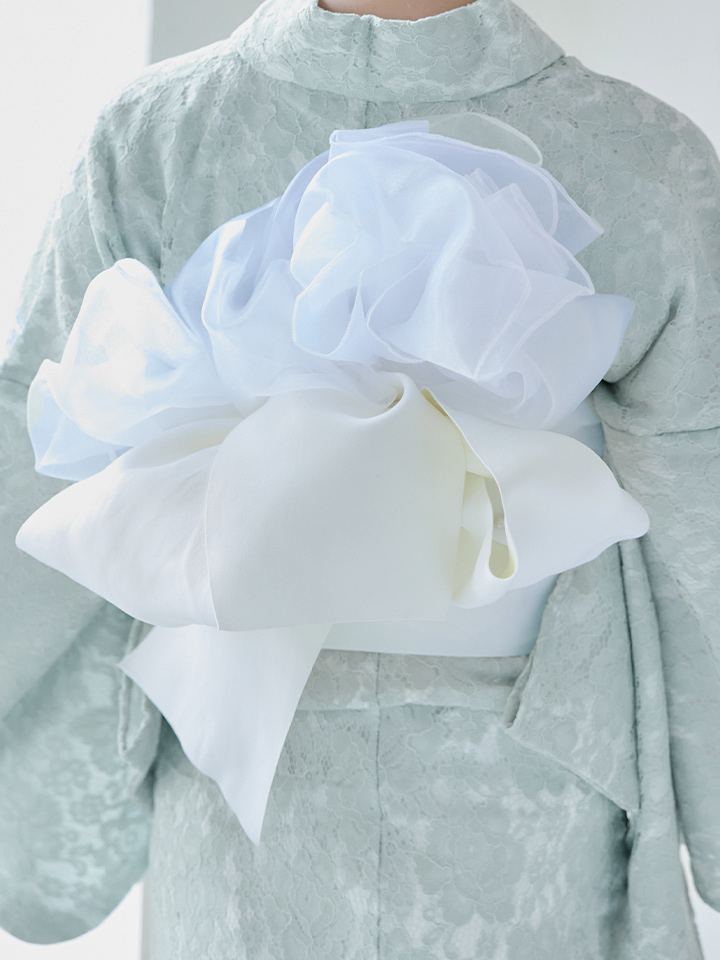 即日発送】ダスティーミントのレース浴衣【浴衣3点セット 浴衣/帯