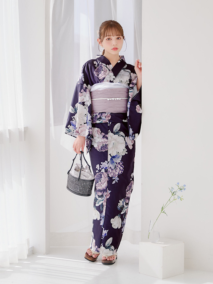 即日発送】クラシカルフラワーブーケ浴衣【浴衣3点セット 浴衣/帯