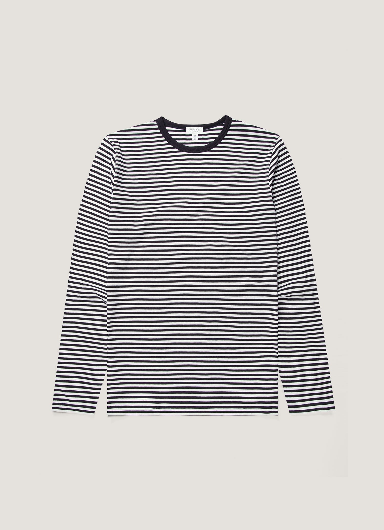 ロングスリーブ（クラシック）Tシャツ （White/Navy English Stripe