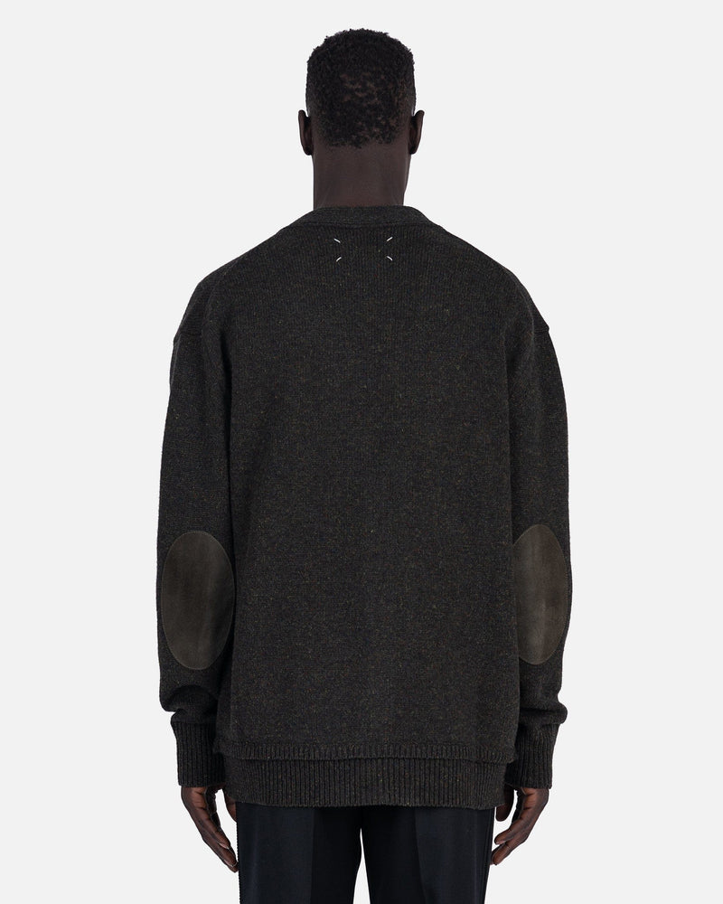 Oversized Elbow Patch Cardigan in Dark Green – SVRN