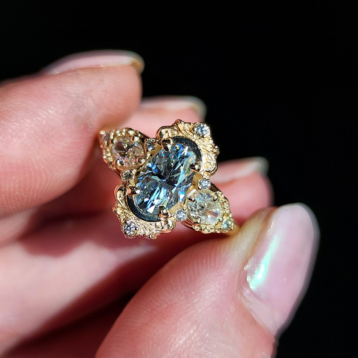 Setting Only* Josephine Engagement Ring with Oval Side Stones