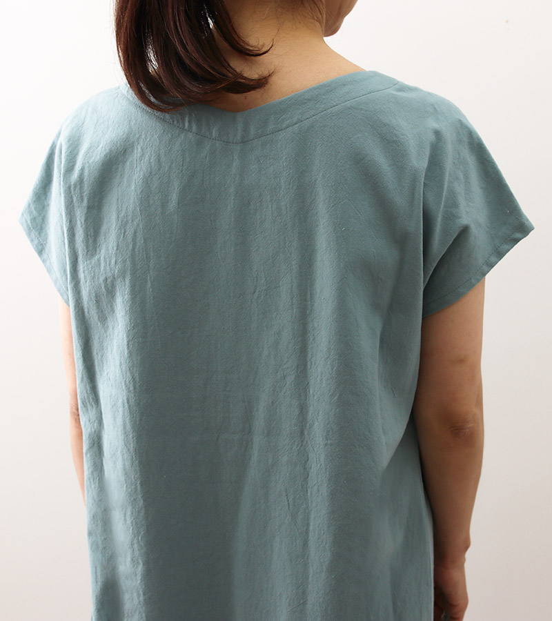 実物大型紙【No.55】Vネックのフレンチスリーブワンピース(SML・2L) [M