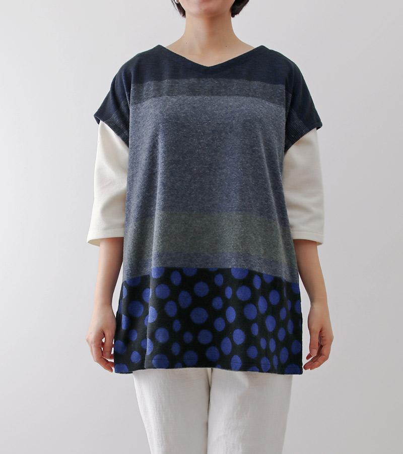 寸法図【NO.35】ボートネックのフレンチ袖チュニック＆ワンピース [M便