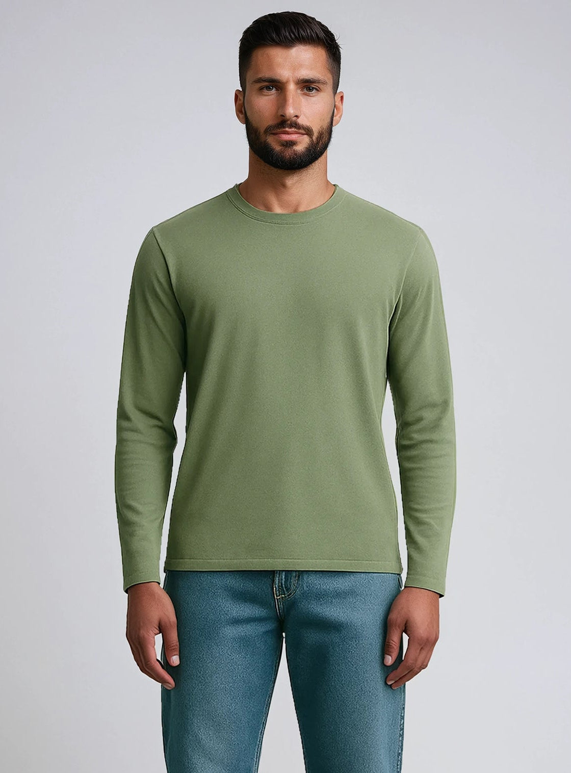 KEL | Basic Cotton Long-Sleeve Crewneck T-Shirt – Point Zero