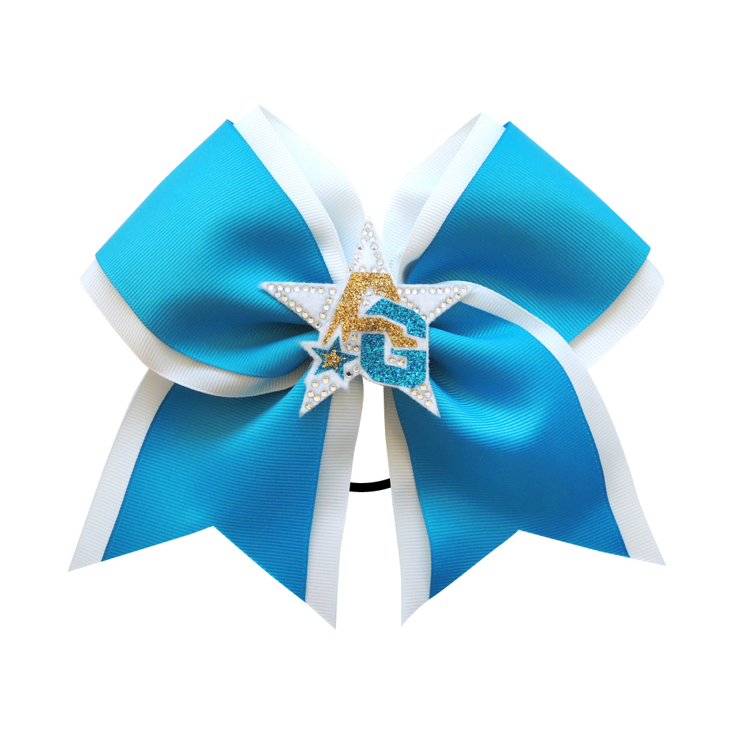 グログランリボン レイヤード（中央ワッペン＋ラインストーン