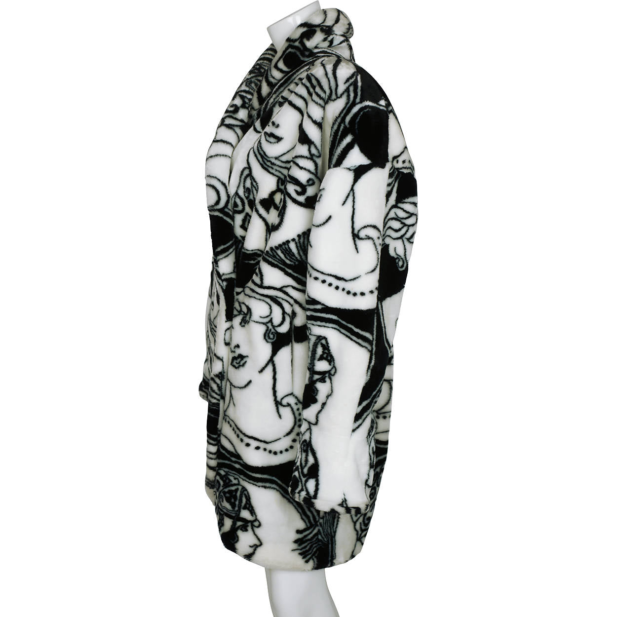 Vintage 1980s Donnybrook Faces Faux Fur Coat Flapper Girls Acrylic