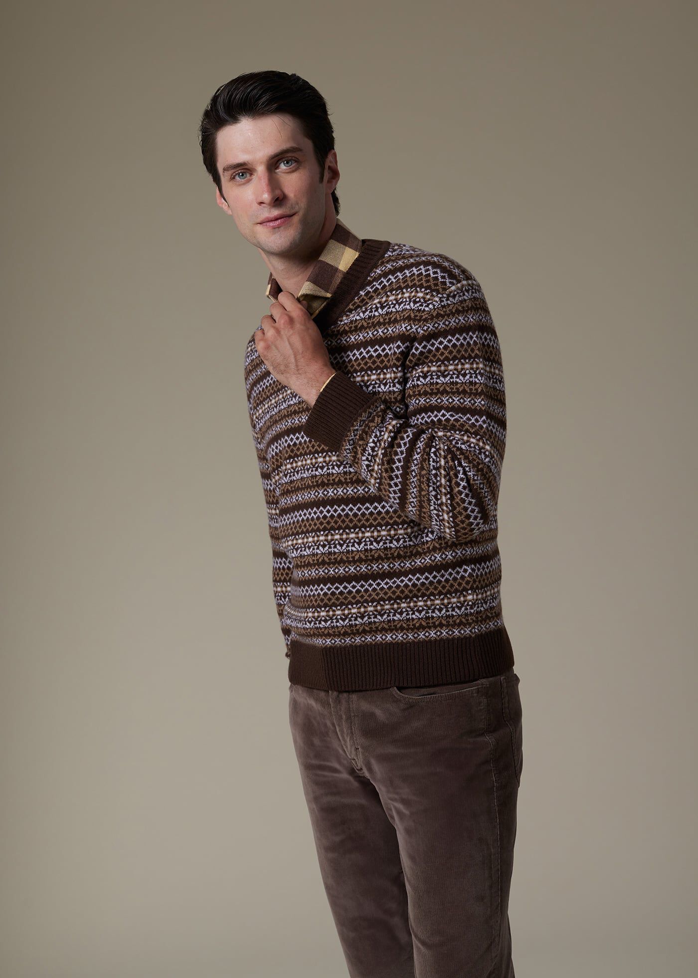 Wool & Cashmere Fair Isle V-Neck Sweater