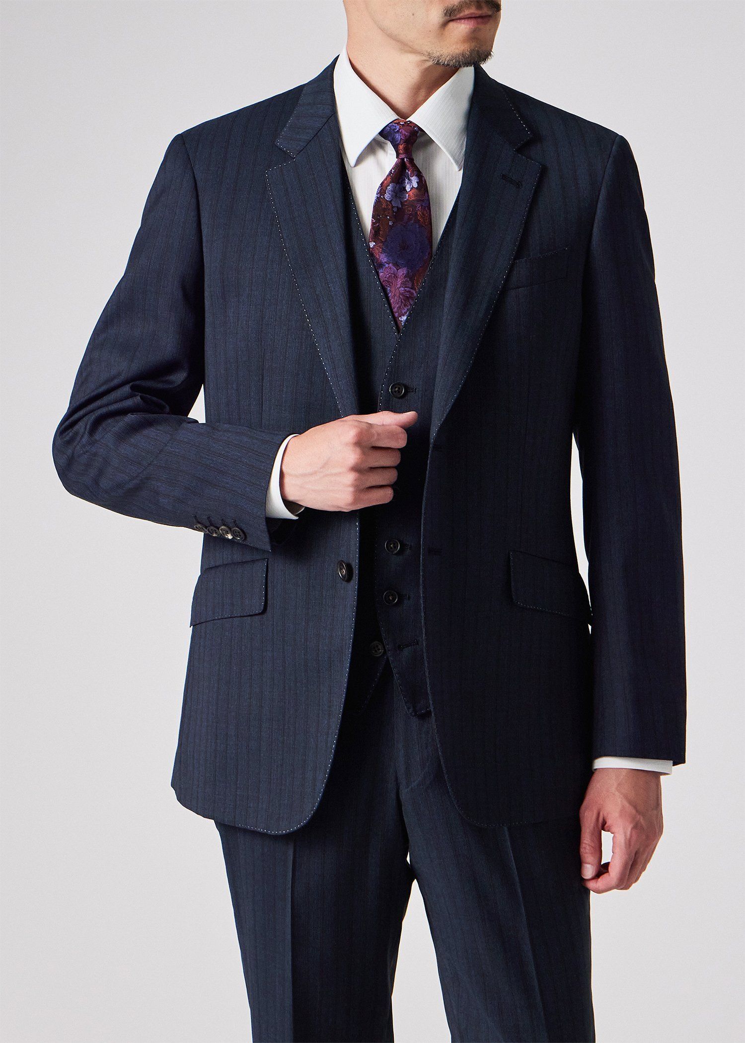 クラシックストライプ シングル2Bスーツ（ネイビー） ｜ポール・スミス