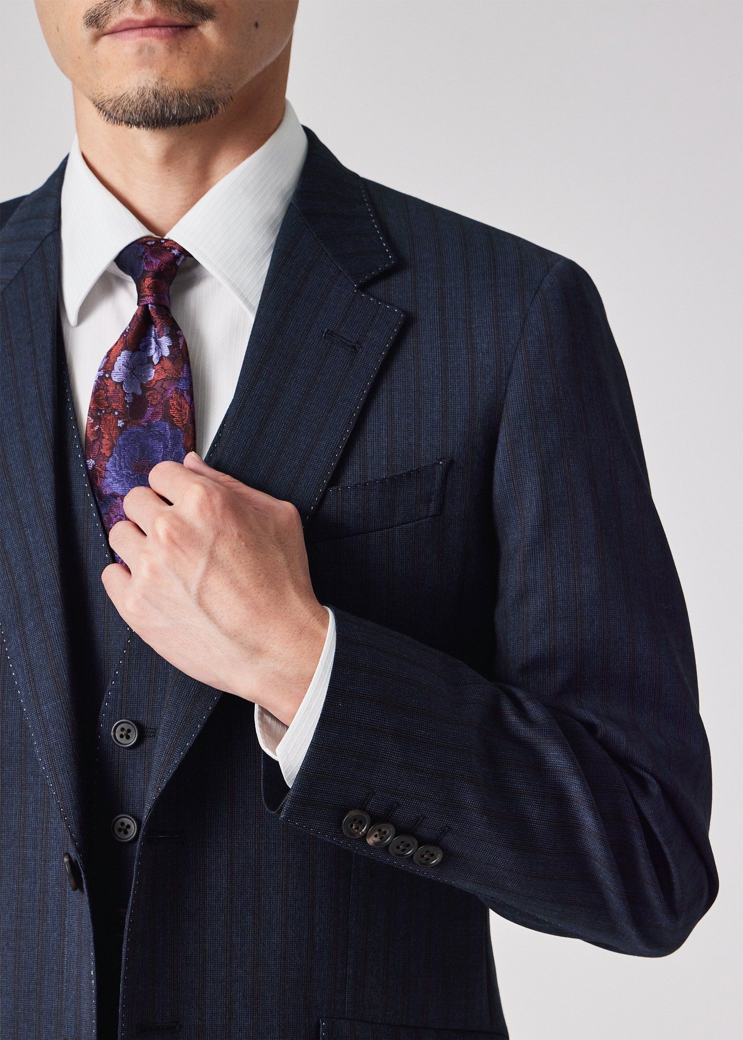 クラシックストライプ シングル2Bスーツ（ネイビー） ｜ポール・スミス